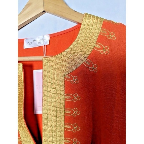 NWT Womens Deep V Neck Size M‎ Short Boutique Sleeve Shreya  Blouse Lq - Picture 3 of 16